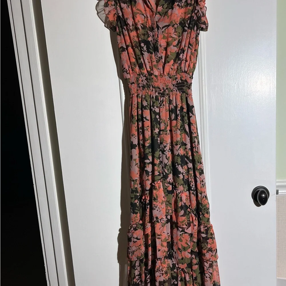 MISA Floral Ruffle Sleeve High Low Hem BoHo Dress - Picture 6 of 8